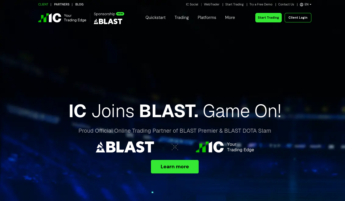 IC Markets homepage screenshot